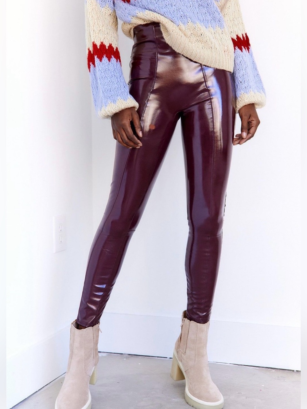 Spanx Ruby Patent Leather Leggings size Medium